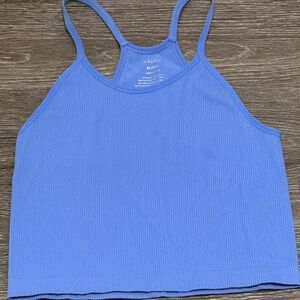 Blue Ribbed Racerback Tank Top
